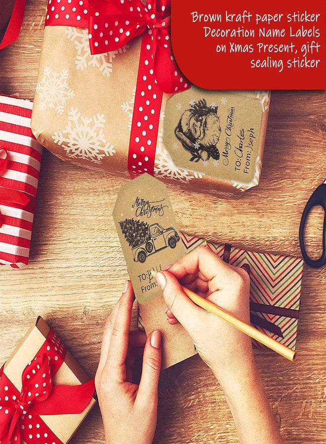 APPLIANCEMATES ملصقات هدايا عيد الميلاد من ورق كرافت، مقاس 2 × 3 بوصة، ذاتية اللصق، ملصقات بطاقات هدايا عيد الميلاد بالاسم، 120 قطعة في اللفة - Image 4